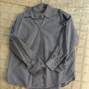 DONNI. Blue and White Striped Button Down Shirt